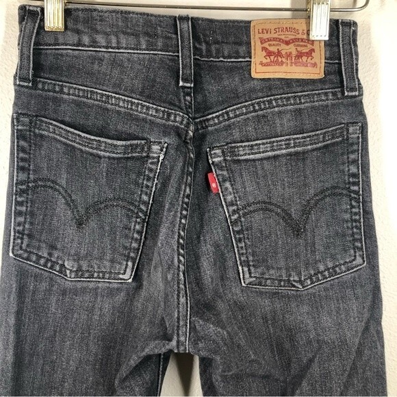 Levi's Wedgie Fit High Rise Skinny Jeans Stretch Gray Ripped Knee Raw Hem 24 - Picture 7 of 9